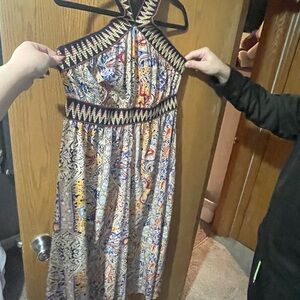 SHEIN Strapless Dress with Multicolor Patterns